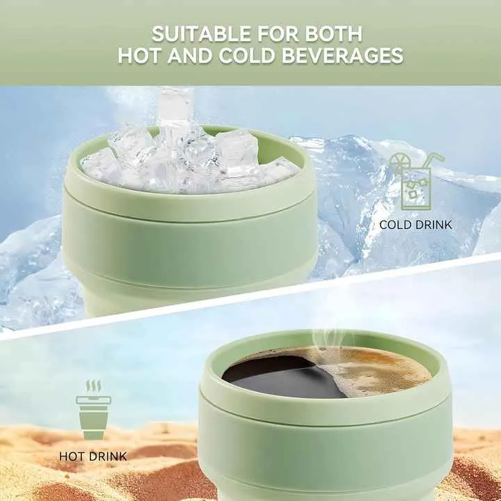 2 Pcs Purple Collapsible Silicone Coffee Cup | Portable, Microwave & Freezer Safe | Travel Mug Set
