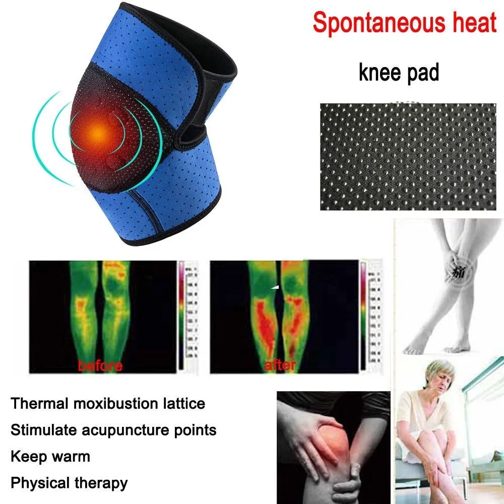 2pcs/pair Adjustable Tourmaline Self-heating Magnetic Therapy Knee Pads