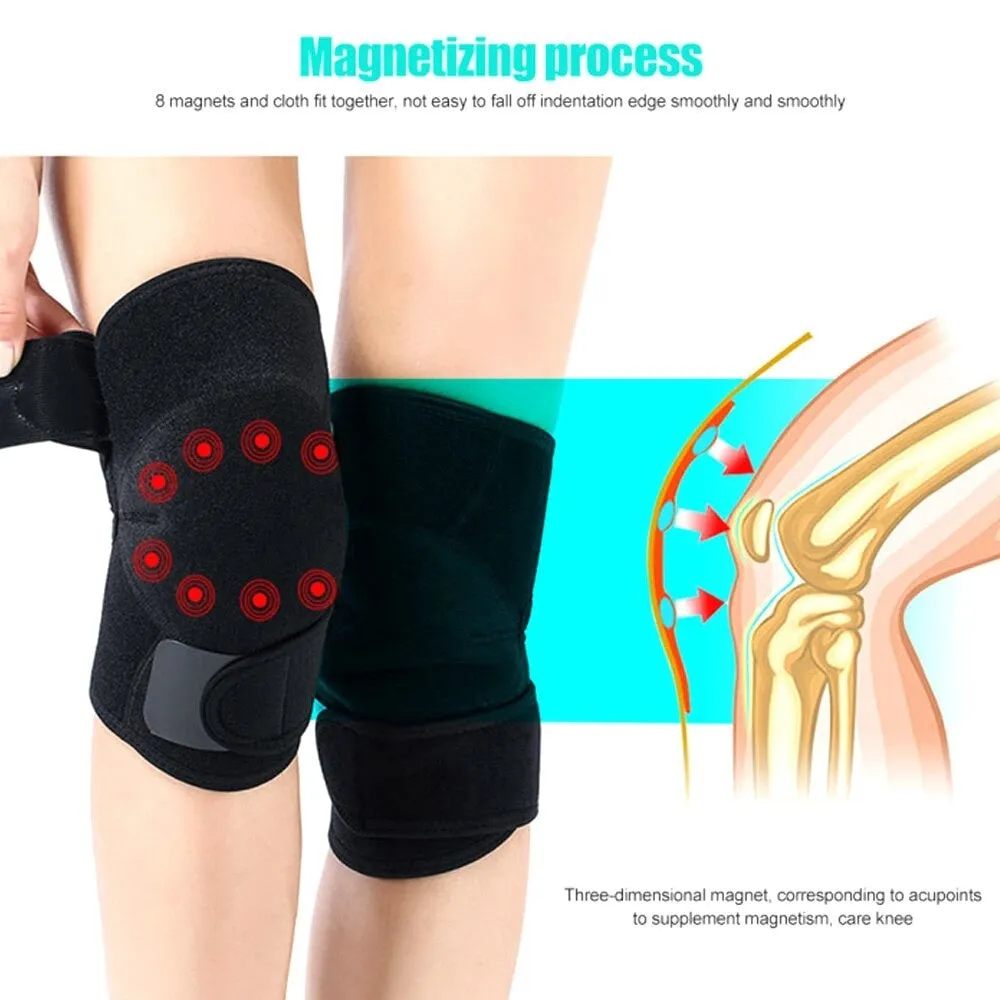 2pcs/pair Adjustable Tourmaline Self-heating Magnetic Therapy Knee Pads