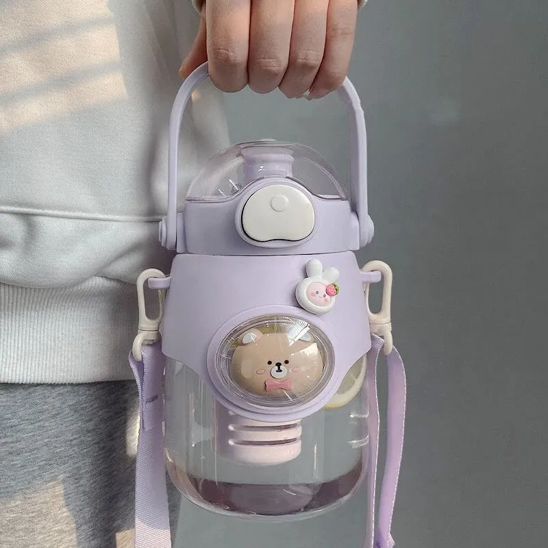 3D Bear and Bunny Bestie Infuser Water Bottle w/ Strap - 850 ml