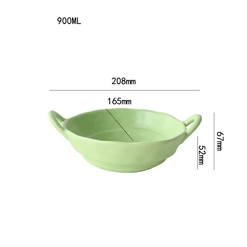 900ML Nordic Style Ceramic Salad Bowls with Handle