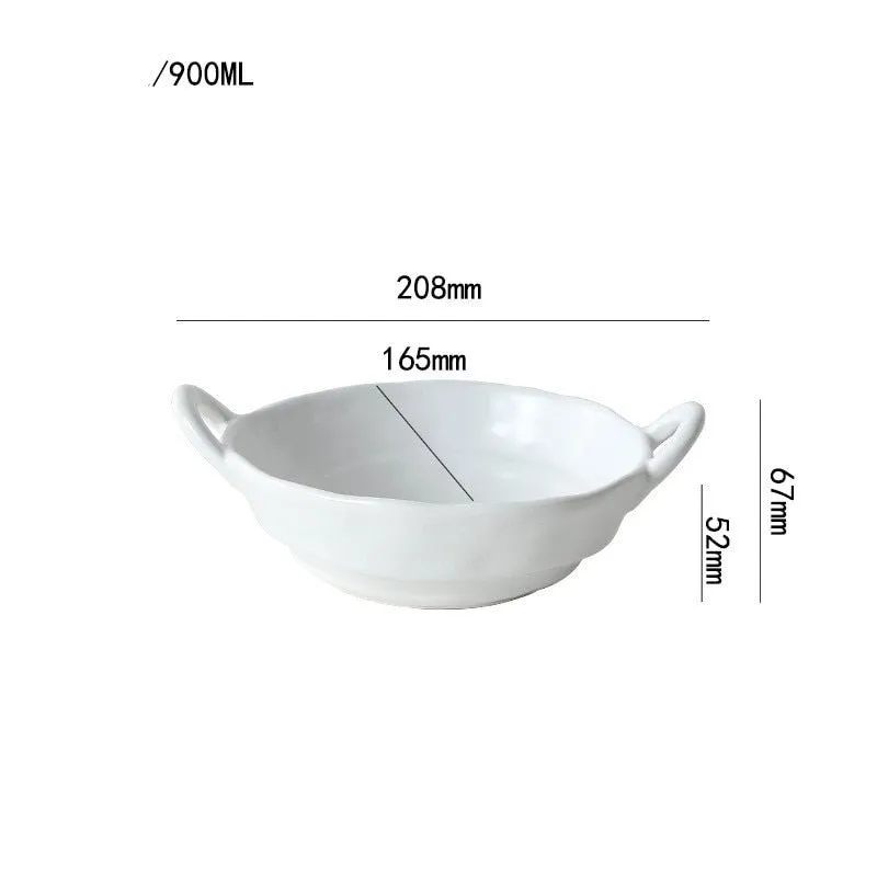 900ML Nordic Style Ceramic Salad Bowls with Handle