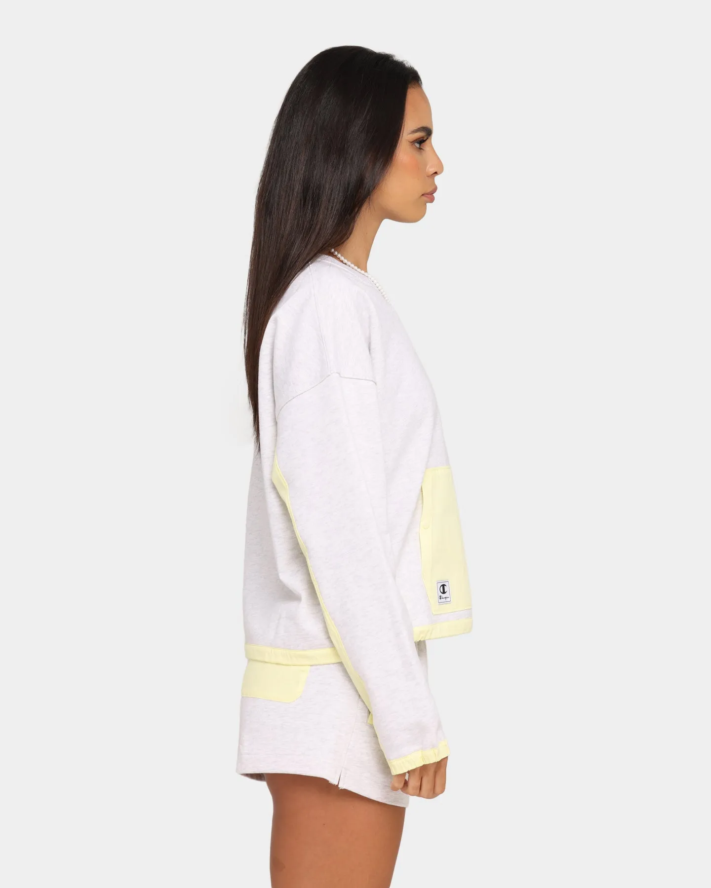 Champion Women's Poplin Mix Media Crew Lemon Glacier