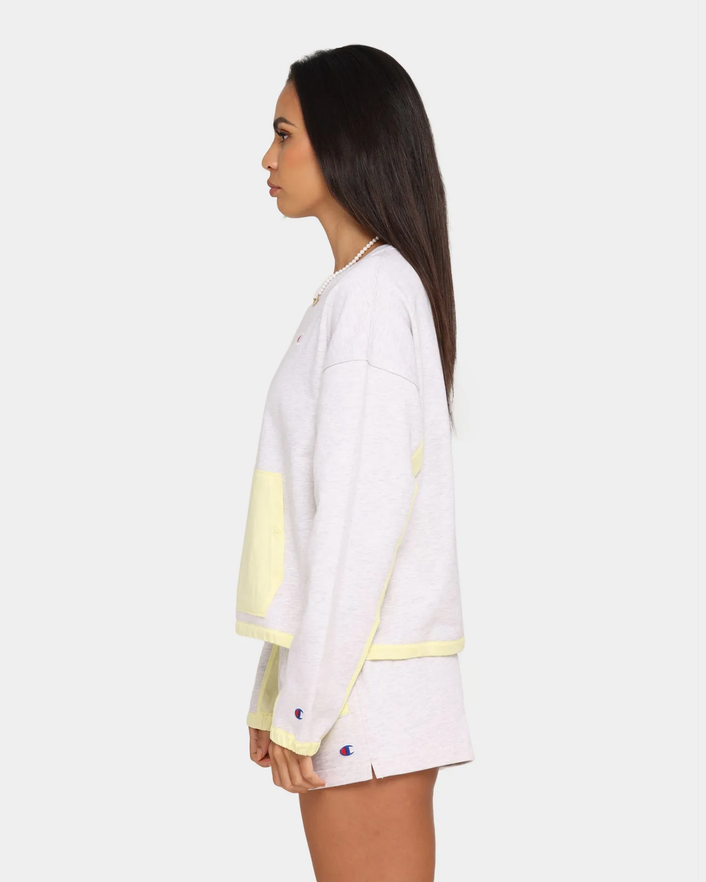 Champion Women's Poplin Mix Media Crew Lemon Glacier