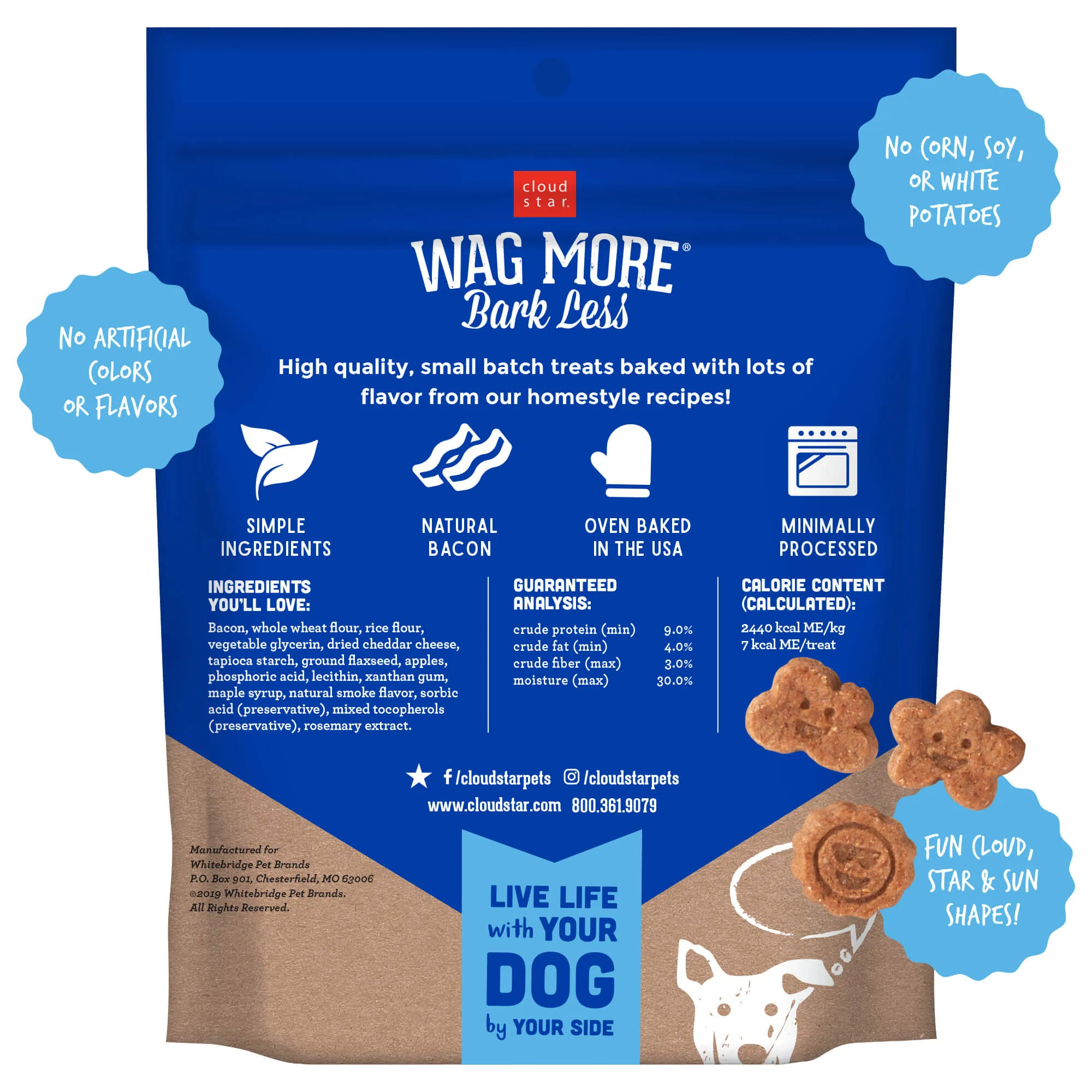 Cloud Star Wag More Bark Less Soft & Chewy with Bacon, Cheese & Apples Dog Treats 6 oz
