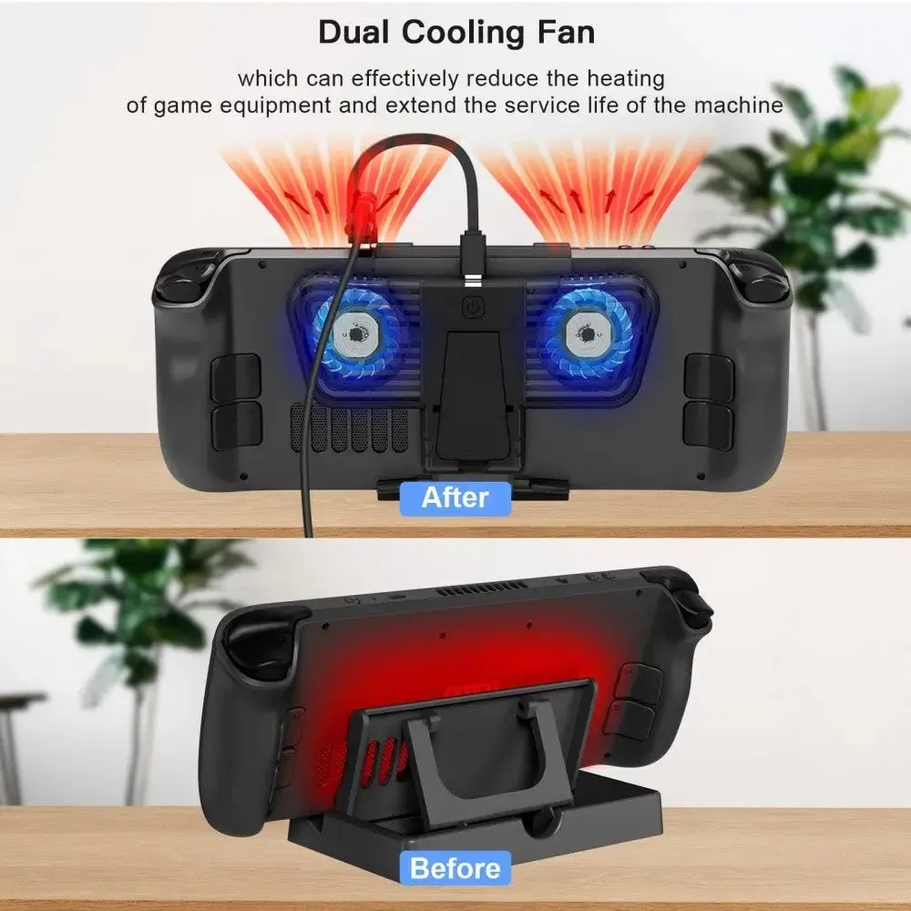 Cooling Fan for Steam Deck with Bracket for Switch Oled Host with Dual C-port Adapter Accessories