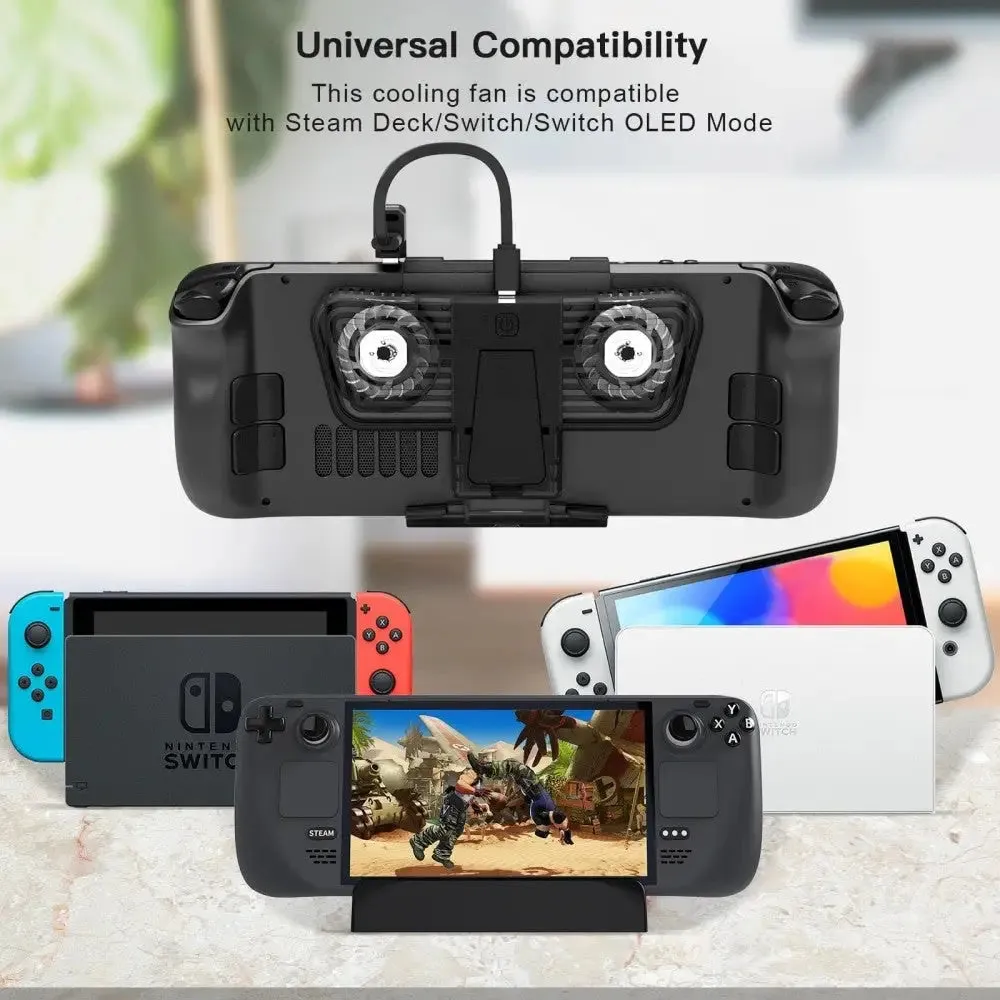 Cooling Fan for Steam Deck with Bracket for Switch Oled Host with Dual C-port Adapter Accessories