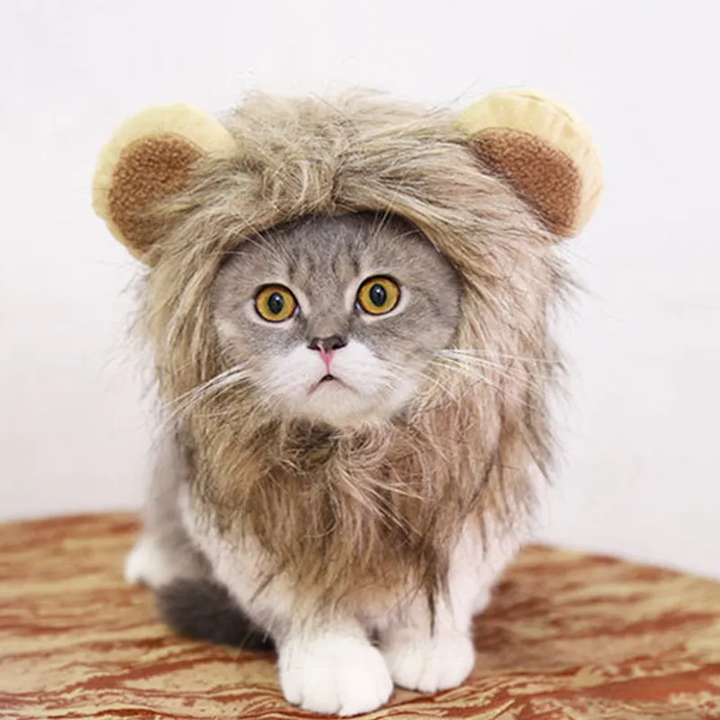 Funny Clothes For Cats Lion Mane  Costume Lion Hair Wig Cap Dog Costumes for Small Dogs Christmas Pet Halloween Costumes