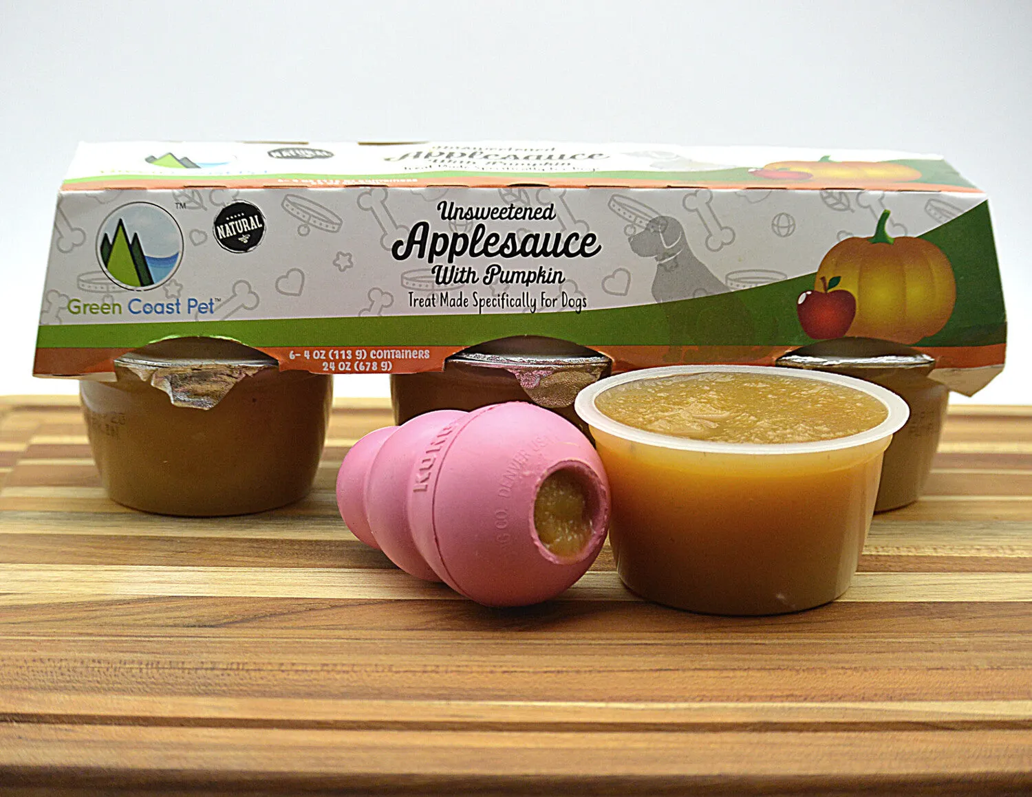 Green Coast Pet Unsweetened Applesauce With Pumpkin 6-Pack, Dog Treat