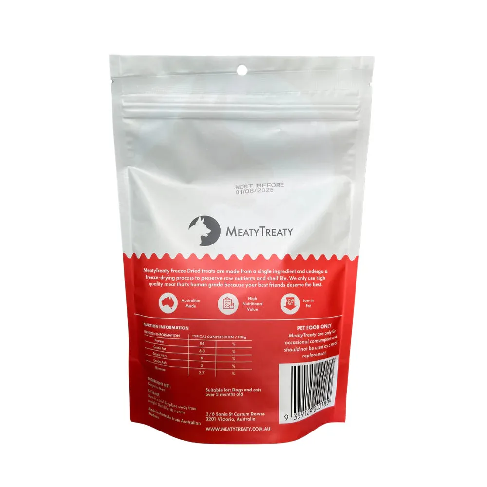 Meaty Treaty Freeze Dried Kangaroo Steak Cat & Dog Treats 80g