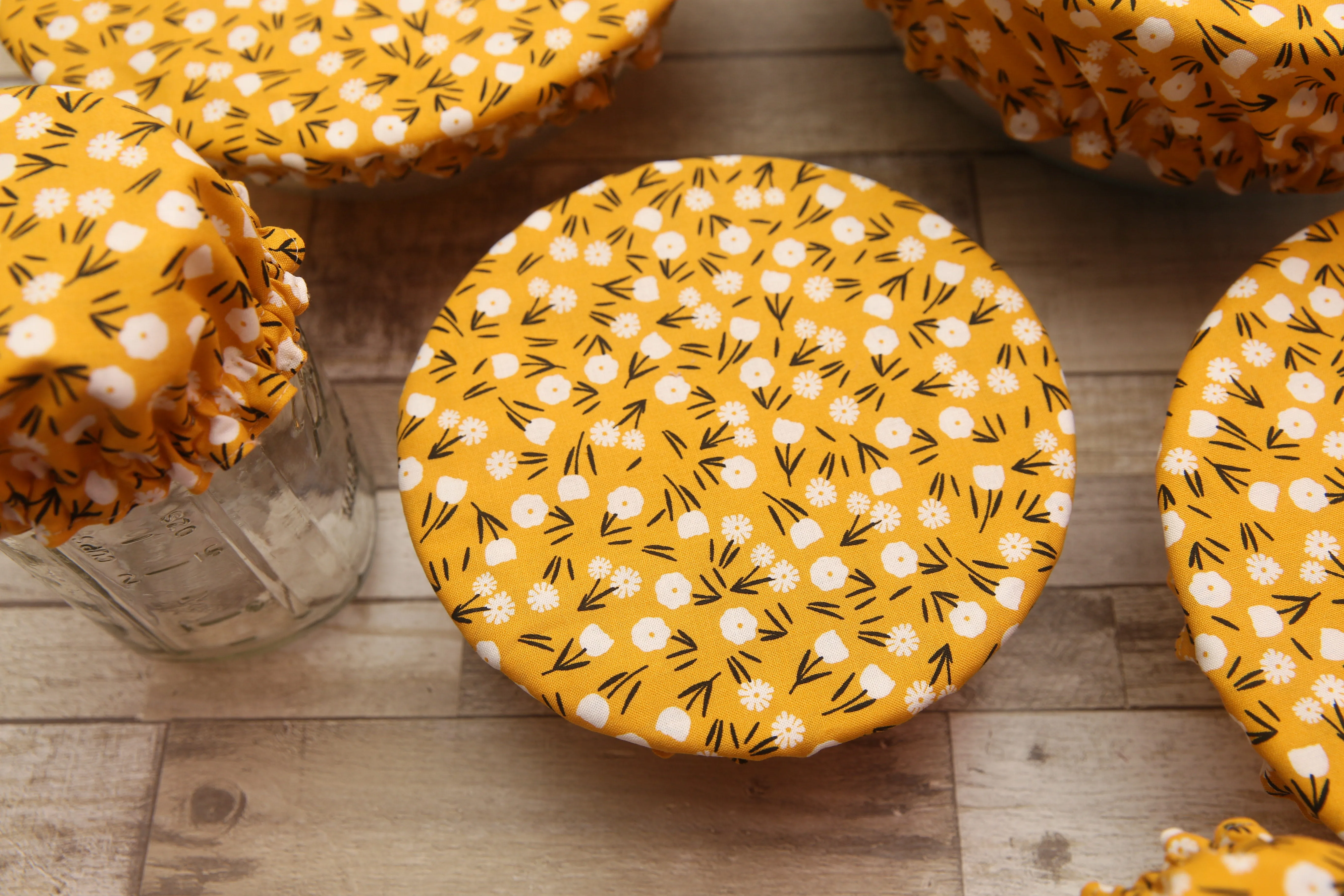 NON-PROP (Sunny Day) Bowl, Jar, Cup, Plate COVERS; Hot Pad; Jar Opener; Sunny Day; MADE TO ORDER