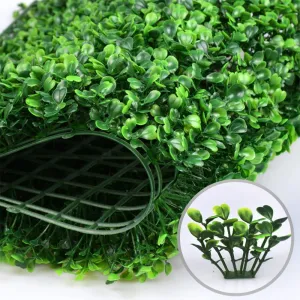 SAI PRASEEDA Artificial Wall Grass Mat_Wall Decor Hedge Leaf Mat for Vertical Garden_Home_Wall_Balcony_Backdrop Decoration_Dark Green_60 X 40 X 3 cm_Pack of 10 with 50 Tags and 1 Blade STR5