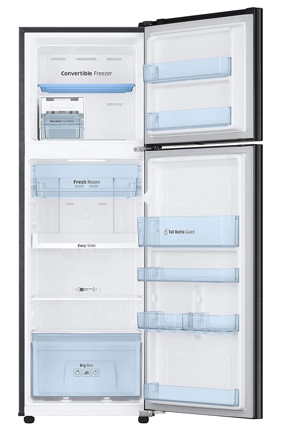 Samsung RT30C3732BX/HL 256L 2 Star Inverter Frost-Free Convertible 3 In 1 Double Door Refrigerator Appliance (Luxe Black )