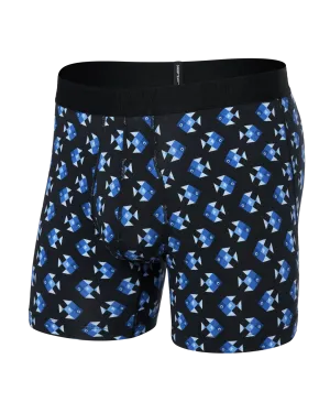 SAXX Droptemp Cooling Cotton Boxer Brief Fly - Aquatic Check - Black - SXBB44 - AQU
