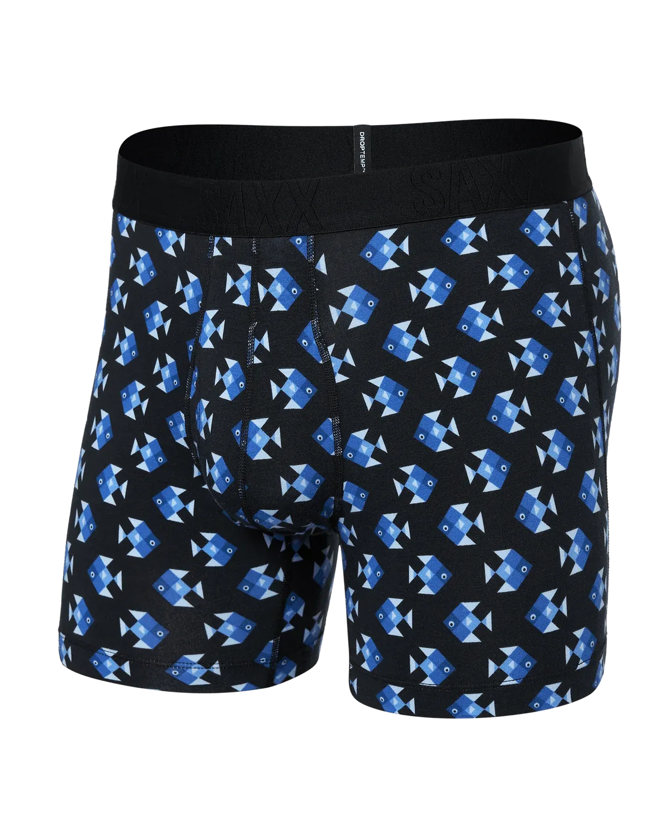 SAXX Droptemp Cooling Cotton Boxer Brief Fly - Aquatic Check - Black - SXBB44 - AQU