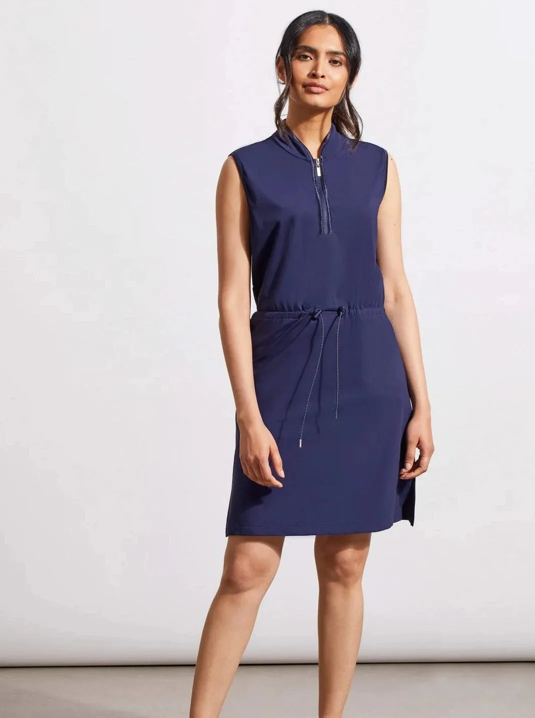 Sleeveless Mock Neck Dress [Deep Blue-1702O]