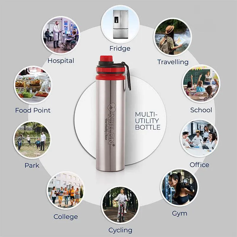 Solene Stainless Steel Water Bottle (Red) - 900 ML