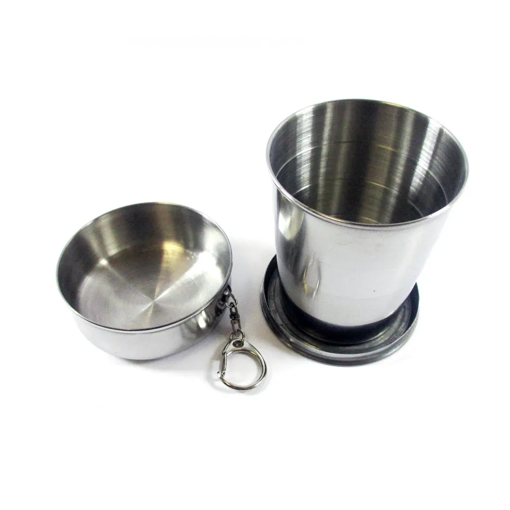 Stainless Steel Collapsible Cup Portable Outdoor Travel Folding Telescopic Chain
