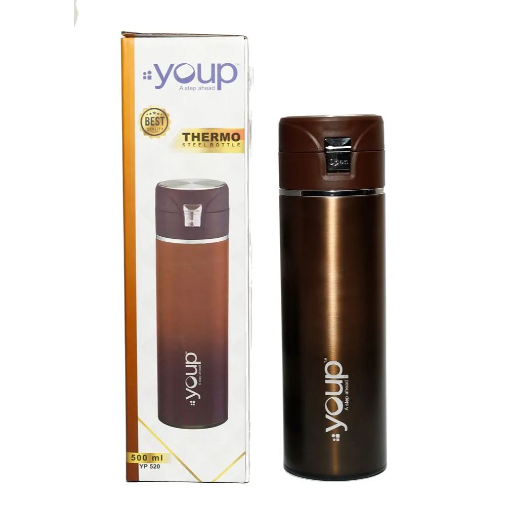Youp Thermosteel Insulated Metallic Brown Color Bottle Miracle - 500 Ml